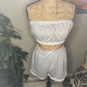 Gray top and short set